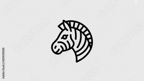 Zebra head line icon, representing wildlife, safari animal, or african fauna