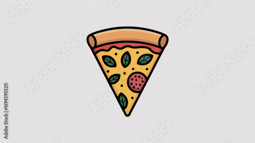 Delicious pizza slice with basil and pepperoni, a culinary delight for pizza lovers everywhere