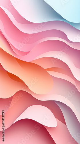 Abstract layered background with curves in soft pastel colors  
