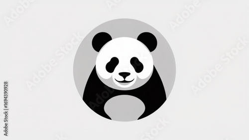 Cute panda bear head in circle, symbol of wildlife conservation vector design