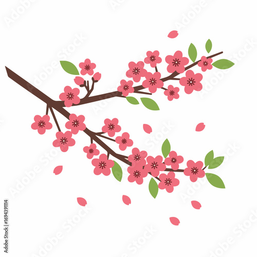 Blossoming cherry branch with vibrant pink flowers, bringing spring's fresh beauty