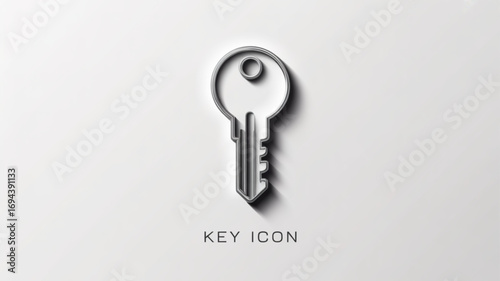 Sleek key icon with a minimalist design, , perfect for security and access themes