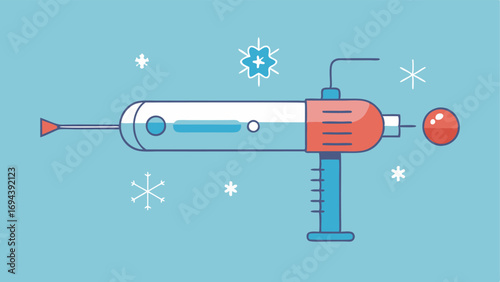 Cryotherapy Wand Features An illustration highlighting the features of a cryotherapy wand pointing out its nozzle temperature controls and safety mechanisms in a labeled format.