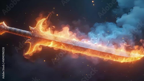 Fiery sword fantasy weapon