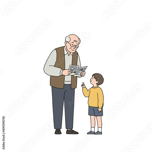 Grandfather Reading to Grandchild.
