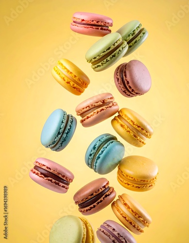 Colorful macarons in mid-air (3)