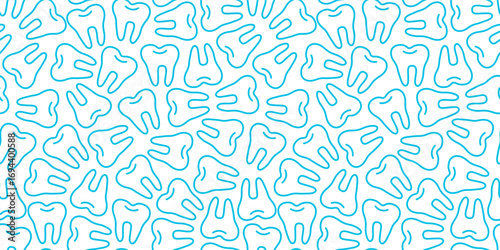 doodle Teeth Pattern background. doodle tooth pattern background. dental seamless pattern background.