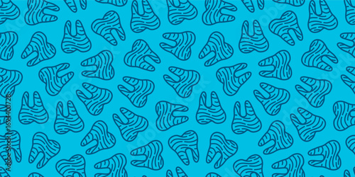 doodle Teeth Pattern background. doodle tooth pattern background. dental seamless pattern background.
