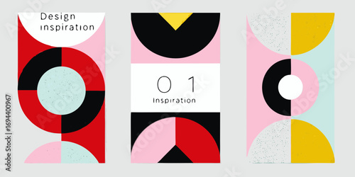 Abstract geometric design inspiration with circles and semicircles in bold colors and textures