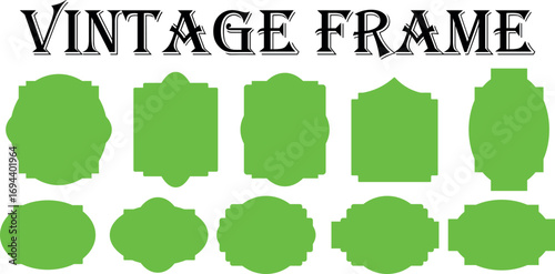 Ten green vintage frames display varying shapes against a plain white background clearly