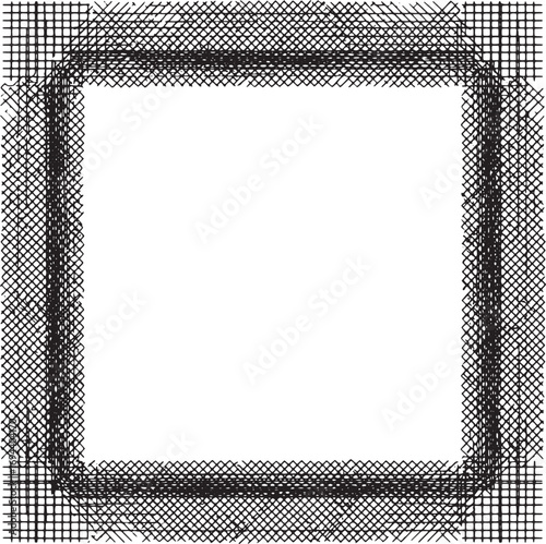Vector art of textured square frame with crosshatch pattern