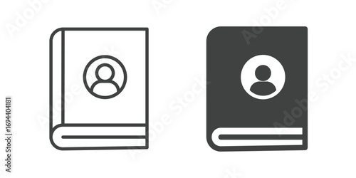 Contact book icon. Line and glyph solid icon. Editable stroke and Perfect pixel isolated on white background. Vector illustration