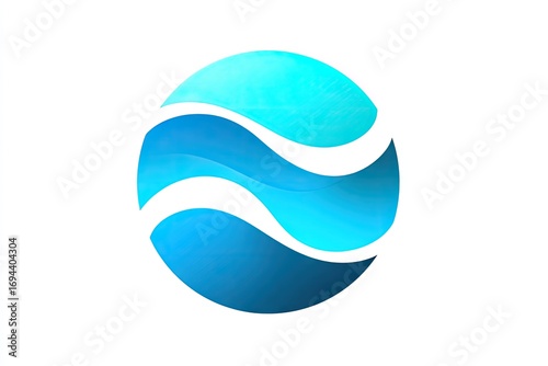 Abstract design of a circle with overlapping blue waves.