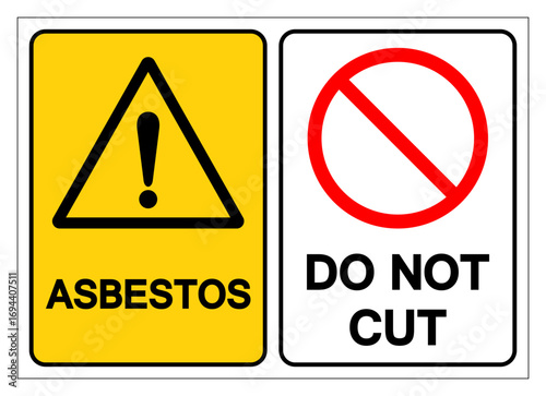 Asbestor No Not Cut Symbol Sign, Vector Illustration, Isolate On White Background Label. EPS10