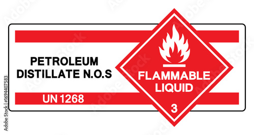 Petroleum Distillate N.O.S UN 1268 Symbol Sign, Vector Illustration, Isolate On White Background, Label.EPS10