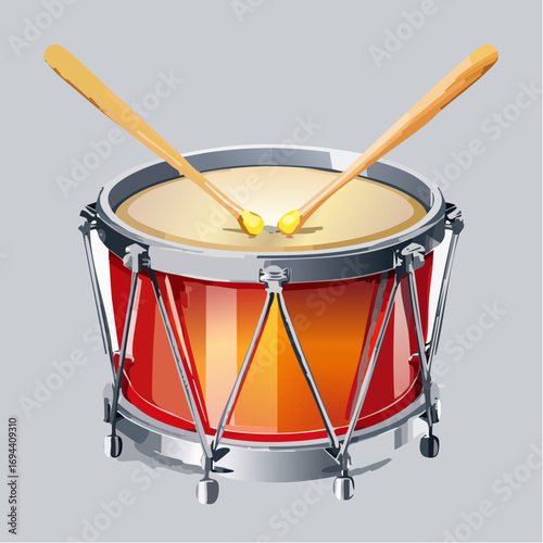 red snare drum with drumsticks musical instrument