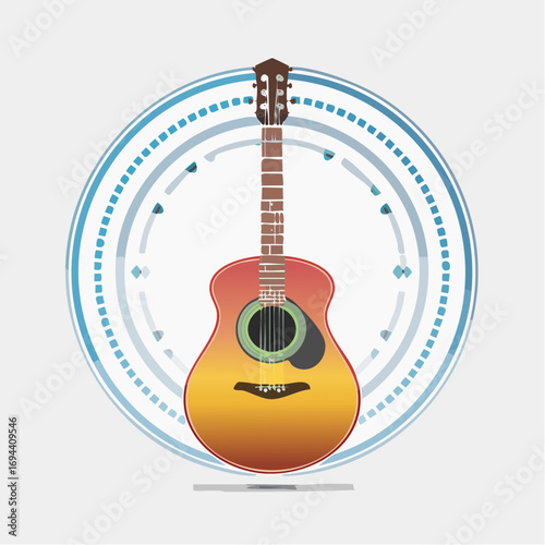 colorful acoustic guitar music instrument illustration