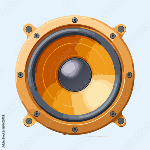 golden audio speaker woofer isolated vector graphic