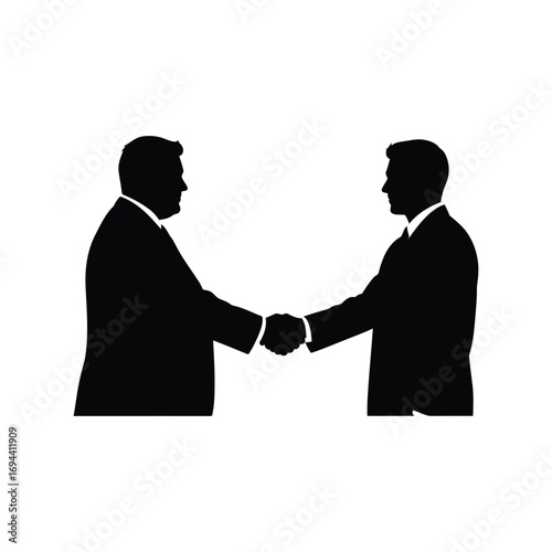 Business partnership handshake silhouette corporate agreement deal success concept vector