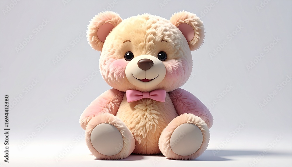 custom made wallpaper toronto digitalCharming and adorable plush teddy bear with a pink bow tie, a cuddly and soft stuffed animal friend sitting on a white background