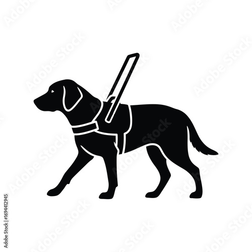 Assistance dog guide working service animal helping visually impaired person companion vector