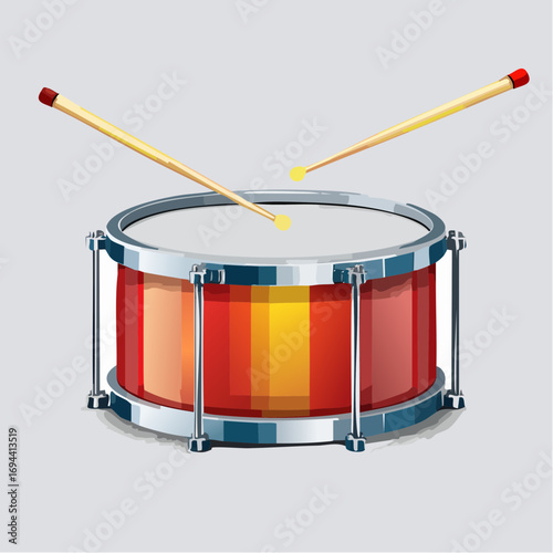 vibrant snare drum musical instrument with sticks