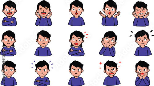 Cartoon Character Facial Expressions Illustration
