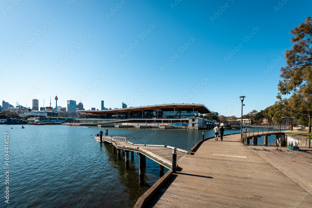 Fototapeta premium Sydney Fish Market Building and Surrounding Street at Glebe Waterfront