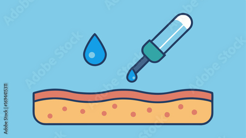 Dropper with Liquid A dropper over a skin surface releasing a drop of exosome solution enhancing the dermal filler treatment.