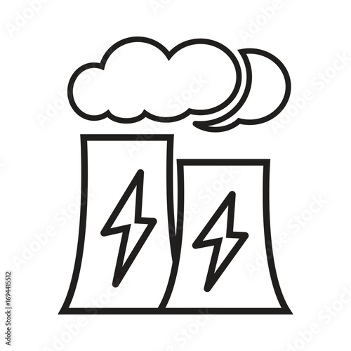 Nuclear power plant icon, outline style nuclear power plant icon, linear style nuclear power plant icon vector in trendy flat style illustration isolated on white background.