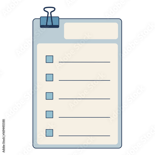 Checklist With Paperclip Page Memo Notes Book Loose Leaf Paper Illustration