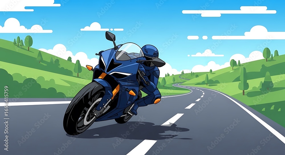 Fototapeta premium Motorcycle Rider Country Road.