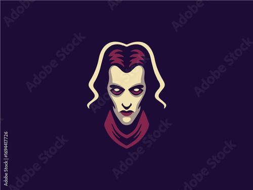 Mysterious figure with intense gaze, evoking a sense of darkness, dread, and subtle beauty