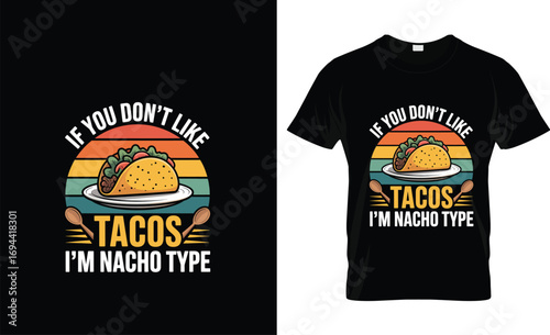 Taco lover retro sunset graphic food mexican food