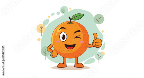 Funny orange character giving thumbs up and winking illustration