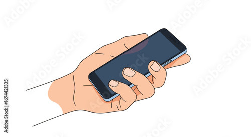 Close-up of a hand holding a modern smartphone for usage