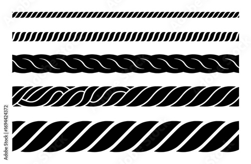 Black Rope Border Designs: A Collection of Braided and Twisted Patterns