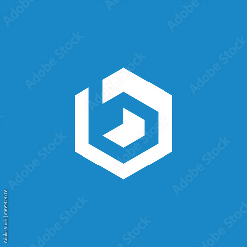 Initial Letter B Geometric Hexagon Logo Design Vector Template