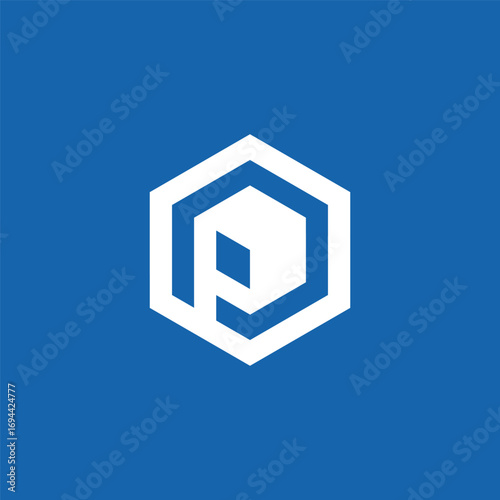 Initial Letter P Geometric Hexagon Logo Design Vector Template