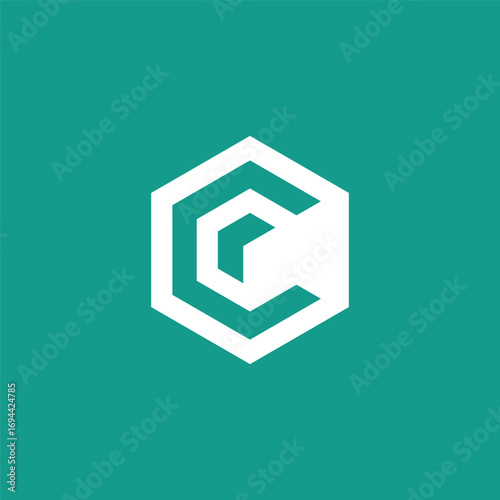 Initial Letter C Geometric Hexagon Logo Design Vector Template