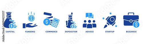 Angel Investor icon set illustration concept with icon of capital, funding, commerce, investor, advice, startup, business