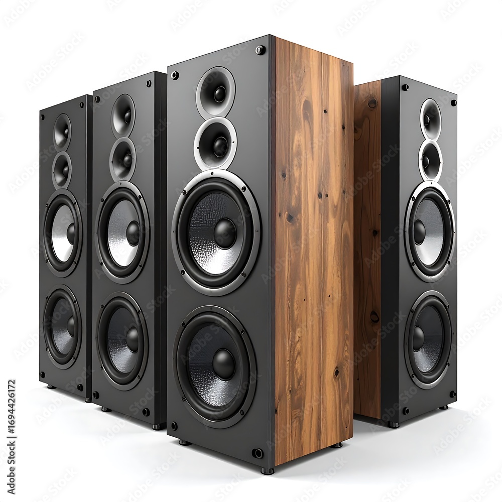 Fototapeta premium Four studio speakers, modern design