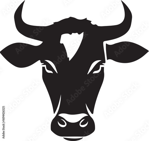 Black silhouette of a cow s head 