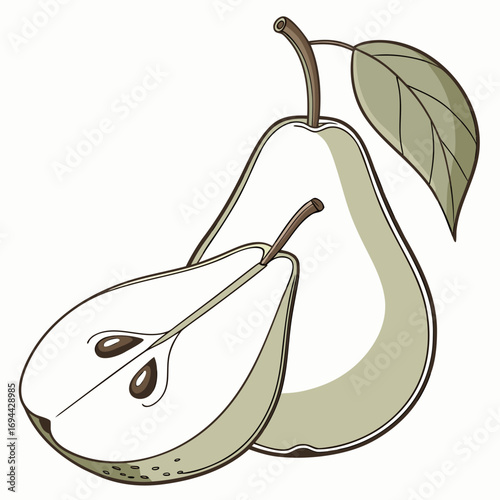 Fresh pear illustration, healthy and natural food item, perfect for culinary designs