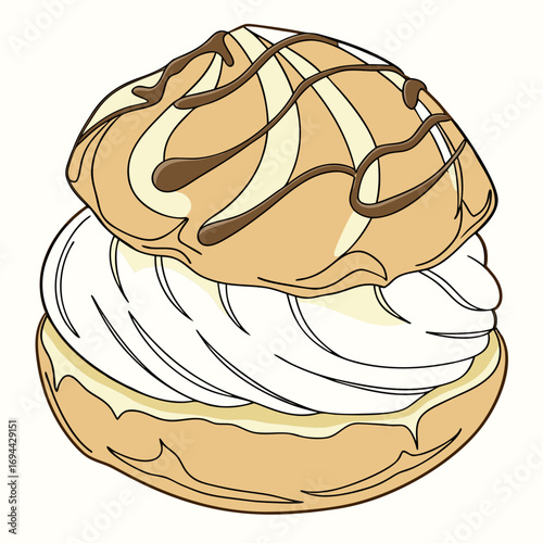 Cream Puff Pastry A Delicious Treat Illustration