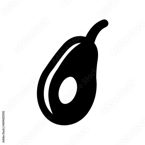 Simple silhouette illustration of a healthy and nutritious avocado fruit with seed