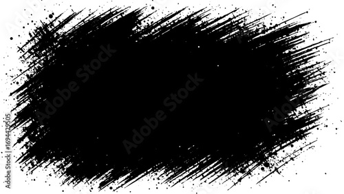 Abstract black brush stroke texture. Ideal for backgrounds, overlays, design elements, or adding a distressed effect. Vector illustration.