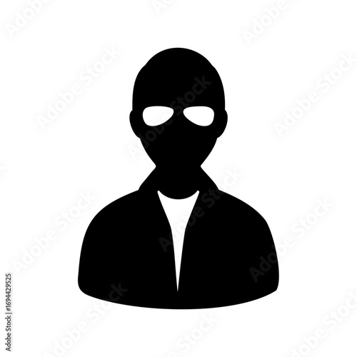 Silhouette of a person in disguise with balaclava and visible eyes