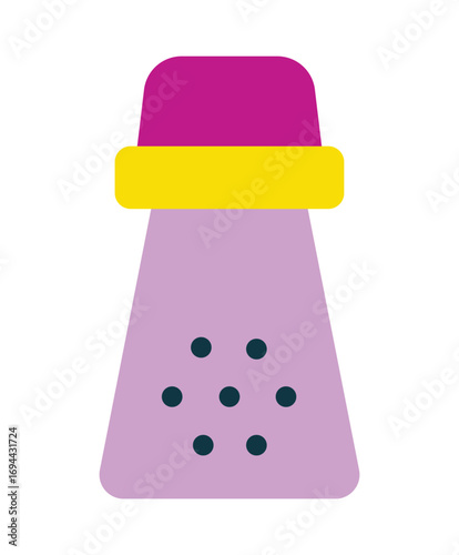 Colorful Flat Design Salt or Pepper Shaker Icon for Kitchen and Dining