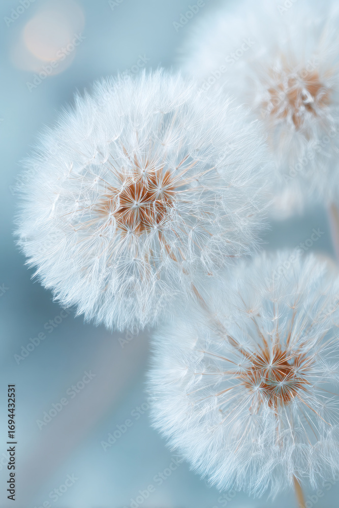 Obraz premium Dandelion background wallpaper closeup blue